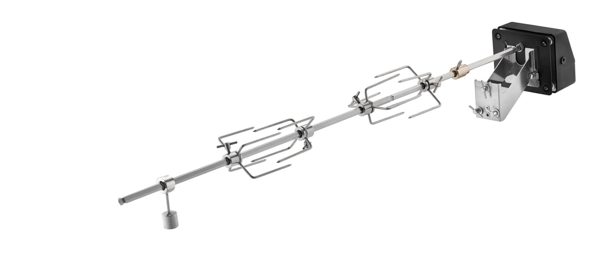 RÖSLE ALLFLAME Drehspieß, Rotisserie-Spieß für Grill, Edelstahl 6-Kant-Spieß bis 10 kg, Elektromotor mit Netzteil, 3 U/min, Silbern/schwarz Angebot bei HelloDeals