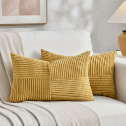 2er Set Kurkuma Kissenbezug 40x65 cm Weich Moderne Dekorative Kissenbezüge Kissenhülle Dekokissenbezug Sofakissen Dekokissen Boho Deko für Sofa Schlafzimmer Wohnzimmer Bett 65 x 40 cm, 2 Stück Kurkuma Angebot bei HelloDeals