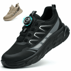 RASEARY Sicherheitsschuhe Arbeitsschuhe Herren Damen Bequem Stahlkappenschuhe Leicht Atmungsaktiv Industrielle Arbeitsschuhe mit Drehschnallen Schnürsenkeln 44 EU Schwarz Angebot bei HelloDeals