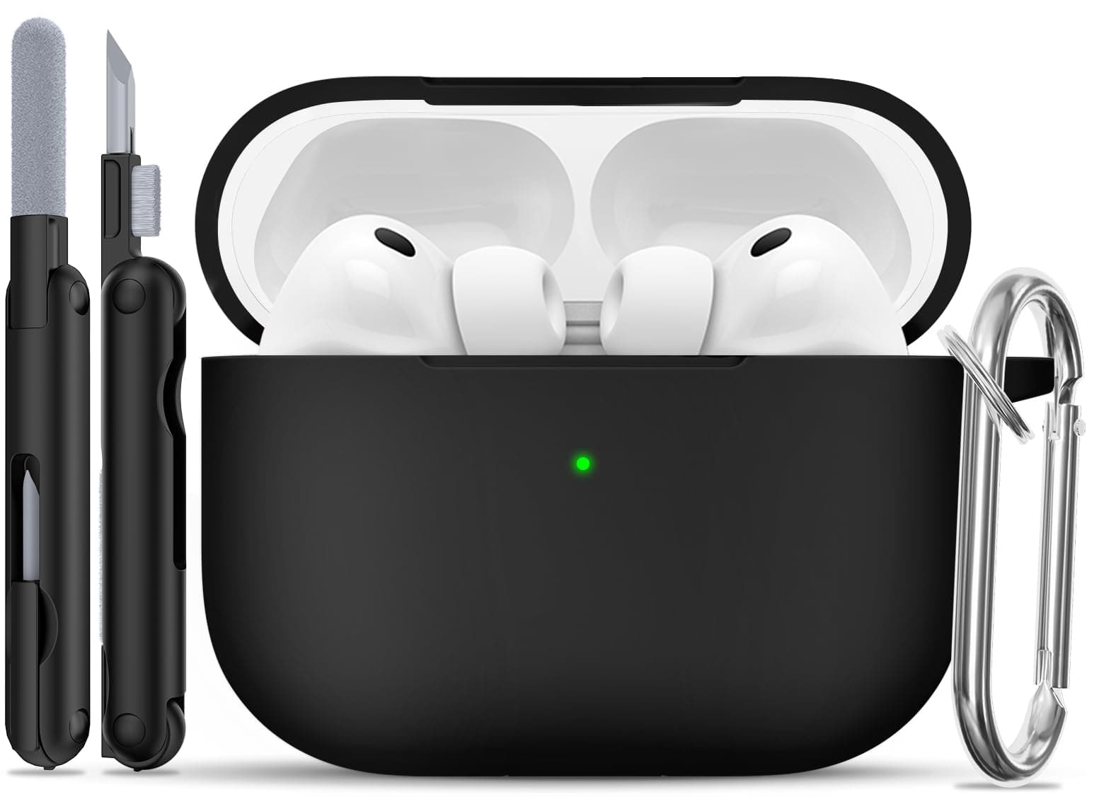 für AirPods Pro 3 Hülle (2025), Silikon Stoßfeste Schutzhülle mit Clean Kit & Keychain, Support Wireless Charging - für AirPods Pro 3 (2025), A10-Black für AirPods Pro 3 (2025) A10-Black Angebot bei HelloDeals
