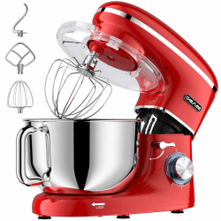 CHeflee Küchenmaschine Teigmaschine 2000W Knetmaschine,Mit 6.2L EdelstahlschüSsel,6 Geschwindigkeit Reduzierte GeräUsche,Mit RüHrbesen,RüHrhaken,SpritzwassergeschüTzter Knetmaschine Mit Knethaken Rot Angebot bei HelloDeals