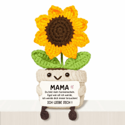 Muttertagsgeschenke für Mama - Handgemachte gehäkelte Sonnenblume mit Energiekarte, Mama Geschenk Geburtstag, Geburtstagsgeschenk, Muttertag Angebot bei HelloDeals