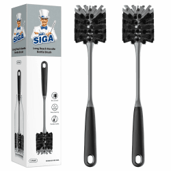 MR.SIGA Flaschenbürste mit langem Stiel, Flexible Bürste für Wasserflaschen, Glaswaren und Becher, Schwarz, 2er-Pack Angebot bei HelloDeals