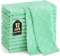 Moosfor Reinigungstücher Mikrofasertücher Waschbar Putzlappen Mikrofaser Weiche Fusselfrei Geschirrtücher Lappen Küchentücher, 12 Stück, 25x25 cm, Grün 25 x 25cm (12 Stück) Grün Angebot bei HelloDeals