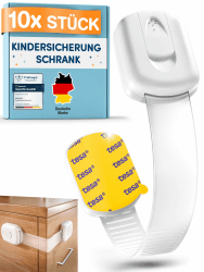 MUTKIND 10 Stück Kindersicherung Schrank - (Mit Kleber von TESA) Schranksicherung Baby - Längenverstellbar - Schubladensicherung Baby für Schränke, Kühlschrank, Tür - Kindersicherung Schubladen Weiß Weiß 10 Stück Angebot bei HelloDeals
