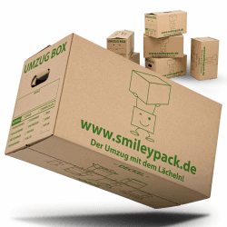 smiley pack PROFI UMZUGSKARTONS | 620 x 300 x 330 mm | 40kg Traglast & Zweiwellig | Robuster Umzug-Karton groß, Bücherkarton, Archivbox & Moving Boxes – Verstärkte Griffe (20 Stück) Angebot bei HelloDeals