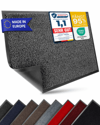 Entrando Fußmatte 90x150 cm waschbar & rutschfest – für Innenbereich & Außenbereich geeignet – perfekt für Eingangsbereich, Haustür, Flur, Terrasse, Schmutzfangmatte wetterfest (Anthrazit Schwarz) Anthrazit Schwarz 90 x 150 cm (Rechteckig) Angebot bei HelloDeals
