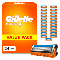 Gillette Fusion5 Rasierklingen Herren, 24 Original Ersatzklingen, Klingen Männer mit Größerem Gleitstreifen für Ein Sanftes Gleiten und 5 Klingen für Eine Unglaublich Gründliche und Komfortable Rasur Angebot bei HelloDeals
