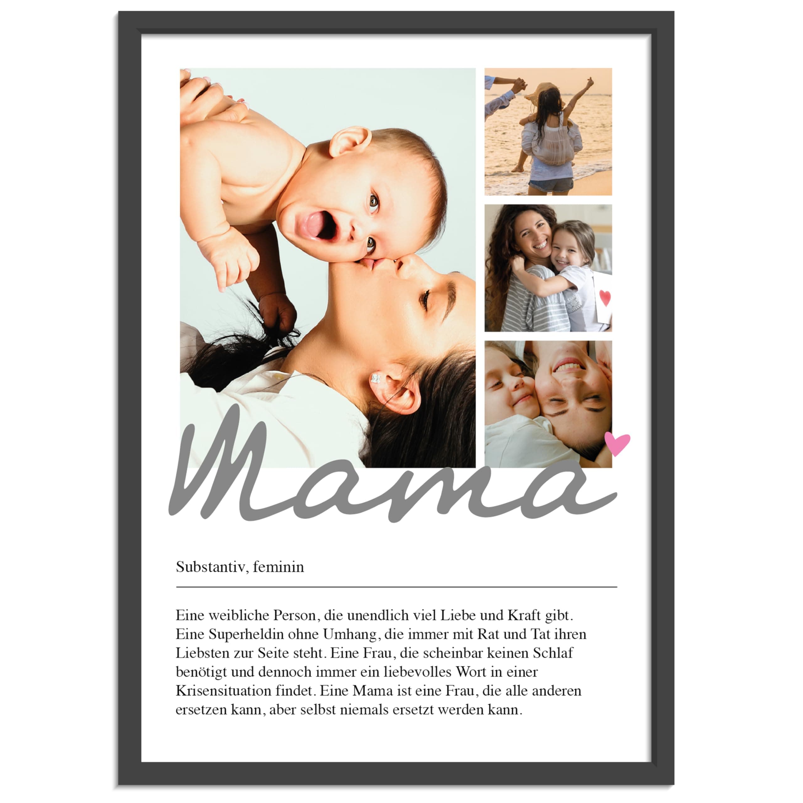OWLBOOK® Muttertagsgeschenk Bild | Personalisierte Geschenke für Frauen | Fotogeschenke Geschenke zum Muttertag | Muttertagsgeschenke für Mama | Definition Mama Poster | Papier Mama 4 Bilder Angebot bei HelloDeals
