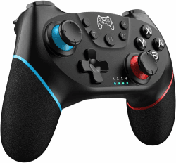Sefitopher Switch Controller für Switch 2/Switch/Switch OLED/Switch Lite, Wireless Switch Pro Controller mit Double Shock, 6-Achsen Gyroskop und Turbo Funktion (Schwarz mit Roten Streifen) Switch Angebot bei HelloDeals