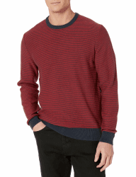 Amazon Essentials Herren Langärmliger Pullover Mit Rundhalsausschnitt, 100% Baumwolle, Erhältlich In Groß Und Schwer XXL Marineblau Rot Ministreifen Angebot bei HelloDeals