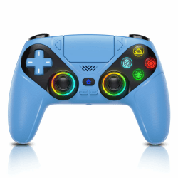 GGiking RGB Wireless Controller für PS5/Pro/Slim & PC, Bluetooth Gamepad mit Paddles, Touchpad, Macro, Turbo, Dual-Vibration, 6-Achsen-Sensor, 3,5mm Audio-Jack & Lautsprecher - Blau Angebot bei HelloDeals
