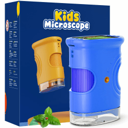 Mikroskop für Kinder, Temodu 2.0" Bildschirm, 1000X USB Tragbares Taschenmikroskop, Wiederaufladbares Tragbares Mikroskop, Mikroskope Anschluss an PC, Science draussen ab 3 Jahren (382-Blue) Angebot bei HelloDeals