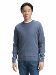TOM TAILOR Herren Strickpullover mit Crewneck L 18964 - Vintage Indigo Blue Melange Angebot bei HelloDeals