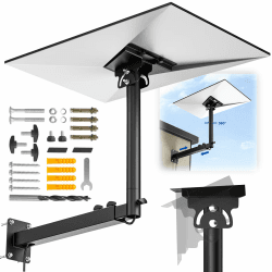 Starlink Halterung, 360°Verstellbare Starlink Gen 3 Halterung mit Ausziehbarem Stützarm und Rohradapter, Rostfrei, Wetterfest für Betonwände und HolzWände, Einfache Montage, Schwarz Angebot bei HelloDeals