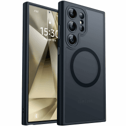 CANSHN für Samsung Galaxy S24 Ultra Hülle mit Kameraschutz für Magsafe (TOP Militärschutz & Magnetkraft) Extrem Haltbarkeit Handyhülle S24 Ultra Case - Transluzente Matt Schwarz Samsung Galaxy S24 Ultra Schwarz Angebot bei HelloDeals