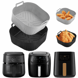 Silikonform HeißLuftfritteuse,2 Stück Airfryer Zubehör für Philips NA229 4,2 L/HD9255 4.1L, Air Fryer Silikon Einsatz für Russell Hobbs 4L 4,3L,Kompatibel mit anderen Air Fryer 4L-5L für 4–5 L(Grau und Schwarz) Angebot bei HelloDeals