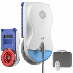 Hutt R10 Fensterputzroboter, Hybrid Nass-Trocken Reinigungssystem mit rotierender Nassreinigung & raupengetriebenem Trockenwischen, bis zu 7000 Pa Saugleistung, HydroJet Doppelspray Grau+weiß Angebot bei HelloDeals