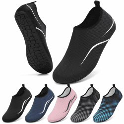 VOLHAL Wasserschuhe Herren Badeschuhe Damen Strandschuhe Schwimmschuhe Surfschuhe Aquaschuhe Breathable Schnelltrockend Schuhe Beach Pool Surfen Unisex 41 EU 787 Linien in Schwarz Angebot bei HelloDeals