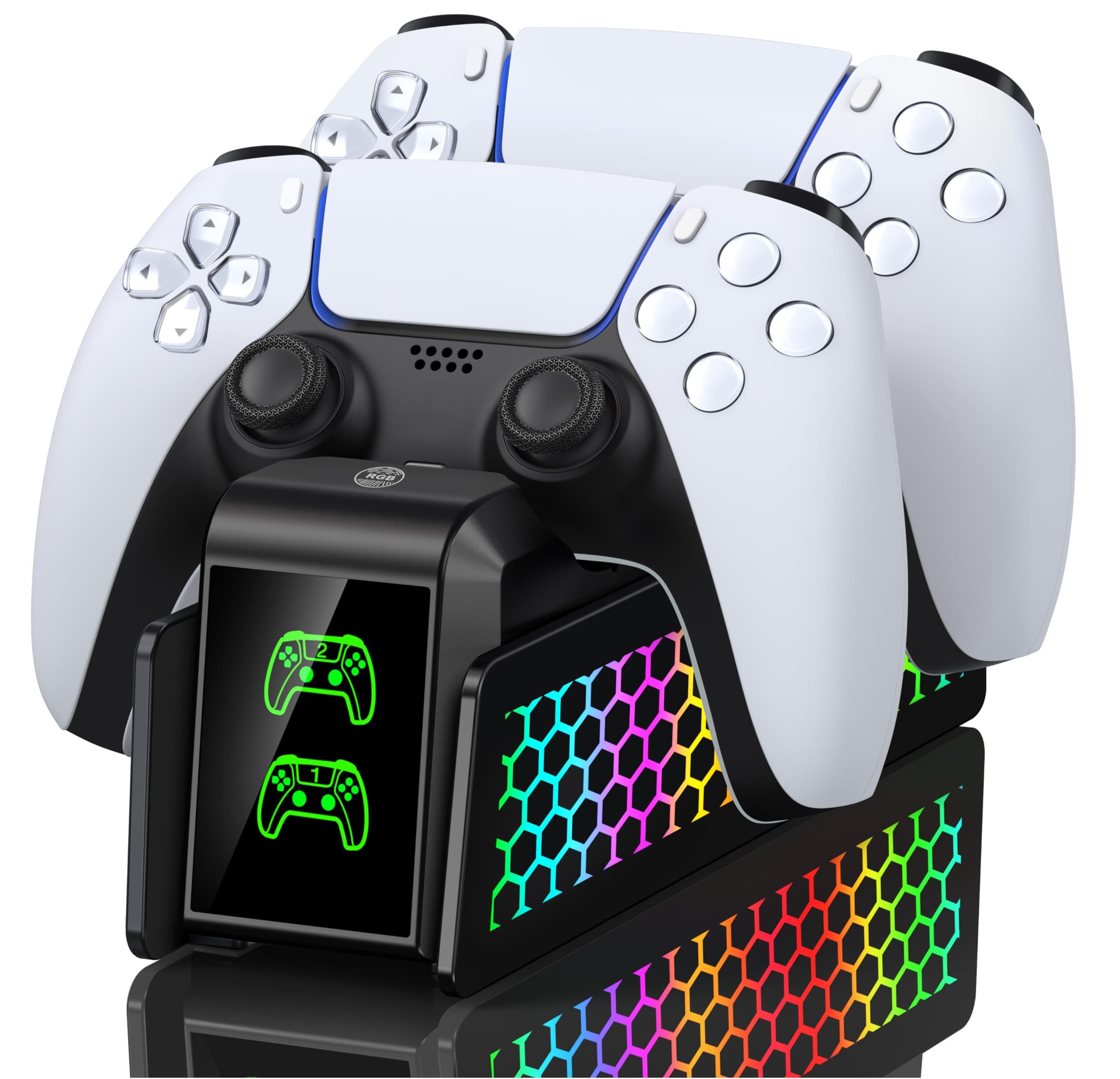 PS5 Controller Ladestation, PS5 Zubehör Ladestation für Dualsense Controllers, 3 Std Schnelllade Charging Station für PlayStation 5, PlayStation 5 Ladestations Controller mit RGB Lichteffekte Schwarz Angebot bei HelloDeals