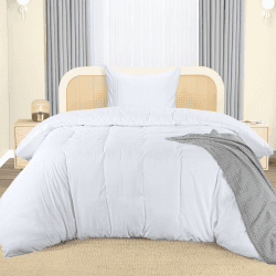Utopia Bedding Bettwäsche 135x200 Set - Mikrofaser Bettbezug 135x200 cm + 1 Bestickte Kissenbezug 80x80 cm - Weiß 135x200cm + 1 x Kissenbezug 80x80cm Weiß Angebot bei HelloDeals