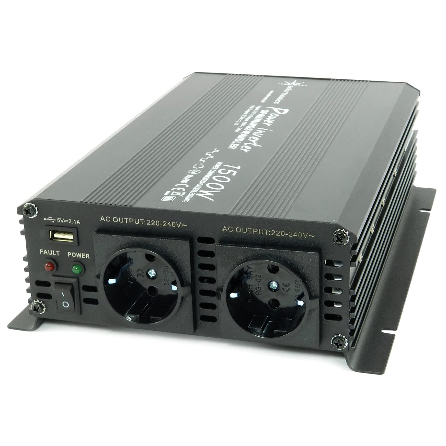SOLARTRONICS NM1500 Spannungswandler 24V 230V modifizierter Sinus 1500W - 3000W Spitzenleistung - Wechselrichter 24V auf 230V Stromwandler mit Schuko-& USB Anschluss Solar Inverter Umwandler 1500W 24V 0% MwSt. gem. § 12 Abs. 3 UStG Angebot bei HelloDeals