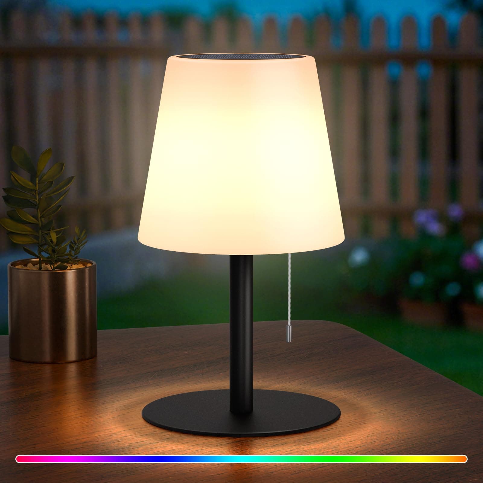 uuffoo Solar Tischlampe Outdoor Solarlampen für außen, IP44 Wasserdicht | RGB Farben | 7-20h Akku 2-in-1 Aufladung Kabellos für Terrasse Camping Garten (Schwarz) 1pcs Schwarz Angebot bei HelloDeals