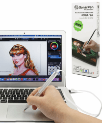 SonarPen (USB C): Batterieloser, druckempfindlicher Eingabestift, kompatibel mit iPad/iPhone/Android/Mac/Windows PC und Switch. Mit Handballenabweisung und Schnelltaste. (Durchsichtig Weiß) Angebot bei HelloDeals