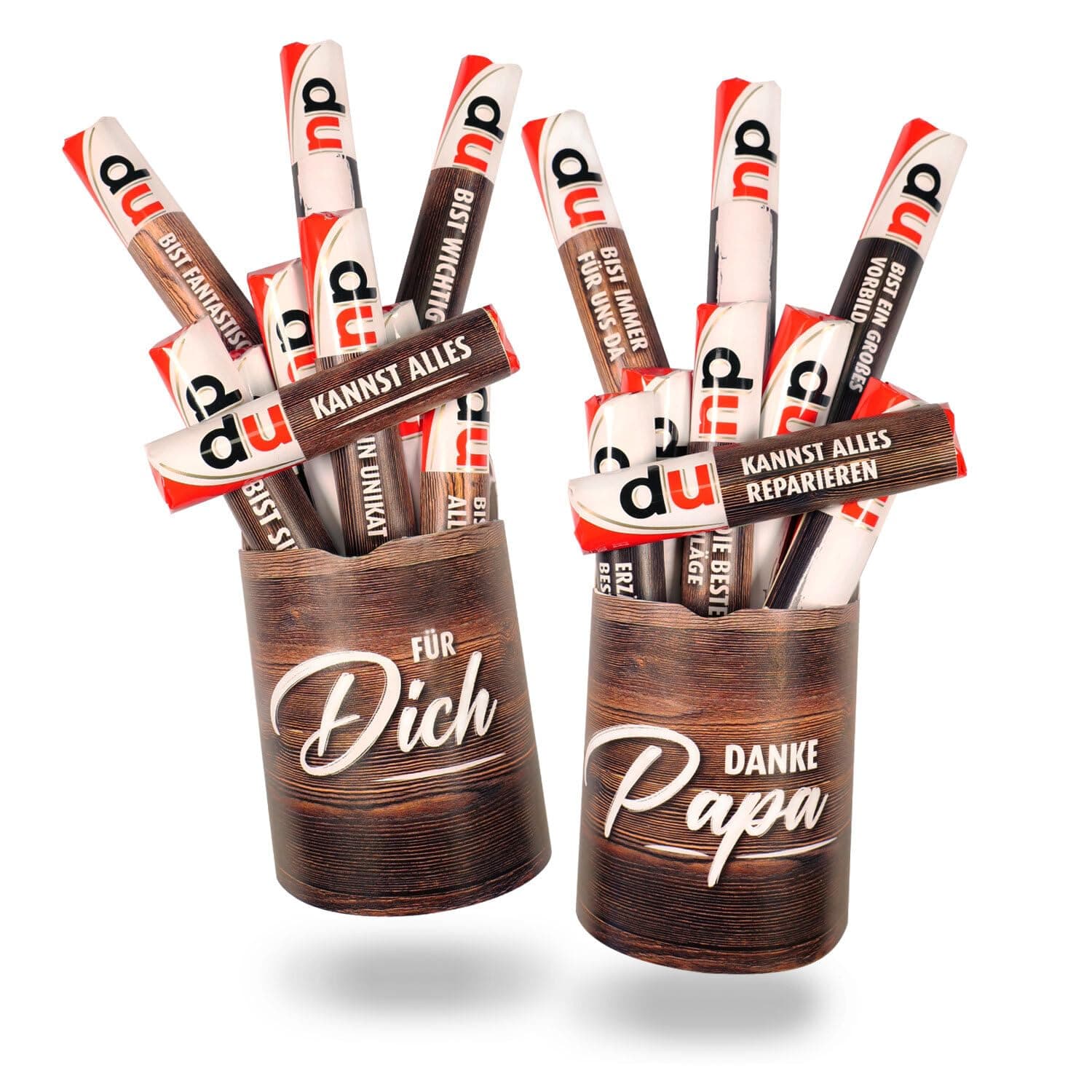 younikat Vatertag Geschenk Danke Papa und Für dich I 2x Aufkleber-Set passend für Duplo Schokolade Packungen I selbstklebend I zum Verschenken I you0008 Vater + für Dich Holz Angebot bei HelloDeals