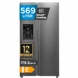Midea Side-by-Side Kühl-Gefrierkombination 569 L | Eiswürfel- & Wasserspender, WiFi-Steuerung | No Frost, Multi-Air-Flow, Platinum Fresh | 178,6 cm, MDRS761MIE46 Mit Eiswürfelspender E Angebot bei HelloDeals