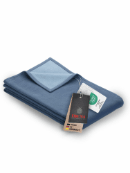 Ibena Stockholm Bio Wolldecke 140x200 cm - 100% Baumwolle, Made in Germany, Baumwolldecke blau hellblau zweifarbig 140 x 200 cm Blau Angebot bei HelloDeals