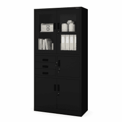 Jan Nowak Aktenschrank C018S Büroschrank Metallschrank Tresor Safe Geheimfach Flügeltüren Schubladen Pulverbeschichtung Stahlblech 185 cm x 90 cm x 40 cm (H x B x T) (Schwarz) Schwarz 185 cm x 90 cm x 40 cm Angebot bei HelloDeals