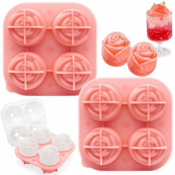 2er Set Silikon Eiswürfelform Rose Blüte mit Trichter, Flexible Silikonformen für 8x 3D Eiswürfel, Kleine Würfelform für Whiskey Cocktail Kaffee Deko, Wiederverwendbare Eiswürfelbereiter für Küche Bar Pink-rose 2 Angebot bei HelloDeals