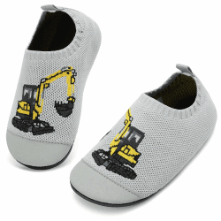 VOLHAL Hausschuhe ​Kinder Mädchen Junge Barfussschuhe Pantoffeln Lauflerns chuhe​Rutschfest ​Kindergarten für Atmungsaktive​Weich Kleinkinder Schuhe ​Unisex 25 EU Bagger Grau Angebot bei HelloDeals