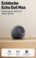 Amazon Echo Dot Max (neueste Generation), Lautsprecher mit raumfüllendem Klang und integriertem Smart-Home-Hub, Graphit, mit Alexa+ Early Access Angebot bei HelloDeals