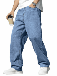 JMIERR Jeans Herren Baggy Weite Jeans Hose Herren Stretch Vintage Y2K Hip Hop Denim Hosen Loose Fit Streetwear Freizeithosen A Hellblau XXL Angebot bei HelloDeals