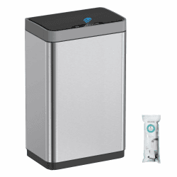 Mbillion Automatischer Mülleimer, 50L, Berührungsloser Sensor, Edelstahl, Intelligenter Mülleimer mit Deckel für Küche, Schlafzimmer, Home Office (Silberfarben) Angebot bei HelloDeals