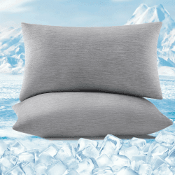 WOLTU Kühlender Kissenbezug 2er Set, Kopfkissenbezug mit Q-Max>0.45 Arc-Chill, Weicher Atmungsaktiv Kühlfaser Kissenhülle Schont Haut und Haar, Sommer Kissenbezüge mit Reißverschluss, 40x60 cm, Grau Grau 40 x 60 cm Angebot bei HelloDeals