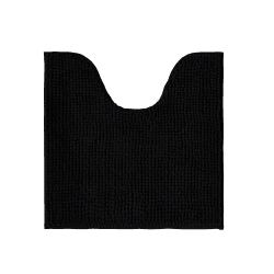 Decomira Badematte rutschfest WC Vorleger mit Ausschnitt | Als Badteppich Set kombinierbar | Badezimmer-Teppich Bad-Vorleger waschbar aus Chenille | Für freistehende Toiletten | Schwarz - 45x45 cm Schwarz 45 x 45 cm (Quadratisch - WC Ausschnitt) Angebot bei HelloDeals