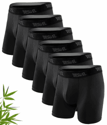 YESWEL Bambus Boxershorts Herren 6er oder 10er Pack, Langes Bein Unterhosen Männer Ohne Kratzenden Zettel Unterwäsche Atmungsaktive Retroshorts Boxer mit Eingriff (Gr.S-4XL) L 6x Schwarz Angebot bei HelloDeals