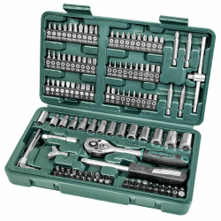 Brüder Mannesmann Steckschlüssel- und Bitsatz, 130-teilig - Werkzeugkoffer mit Ratsche, Schraubendreher, Sechskantschlüssel, Stecknüssen & 100 Bits - aus Chrom-Vanadium-Stahl | M29166 Single Angebot bei HelloDeals