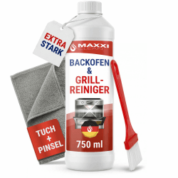 Maxxi Clean 1 x 750 ml + Pinsel + Microfasertuch I Backofen und Grillreiniger Gel Paste I extrastarker Fettlöser I entfernt Verkrustungen ohne Schrubben I Backofen Herdplatte Grill I Made in Germany Reiniger + Pinsel + Tuch 750 ml (1er Pack) Angebot bei HelloDeals