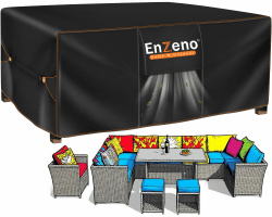 Enzeno Abdeckung für Gartenmöbel Wasserdichte,Rattanmöbel abdeckung Winterfest 420D Oxford Gewebe Loungemöbel Abdeckplane Schutzhülle für Gartentische,Stühle und Möbelsets 250x250x90cm Angebot bei HelloDeals