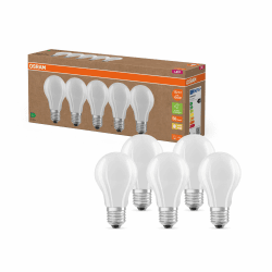 Osram Hocheffiziente LED Lampen mit Energieeffizienz Klasse A, Vorteilspack mit 5 Leuchtmittel, ersetzt herkömmliche 100W Glühbirnen, warmweiß(2700K), E27, Mattes Glas, White 100W-Ersatz-Birne 5er-Pack Matt Angebot bei HelloDeals