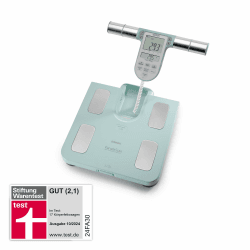 OMRON BF511 Personenwaage: Körperfettwaage mit Körperfett und Muskelmasse - 8-Sensoren mit Hand zu Fuß Messung, bis 150 kg, für Erwachsene und Kinder ab 6 Jahren. Türkis 1 Stück (1er Pack) Angebot bei HelloDeals