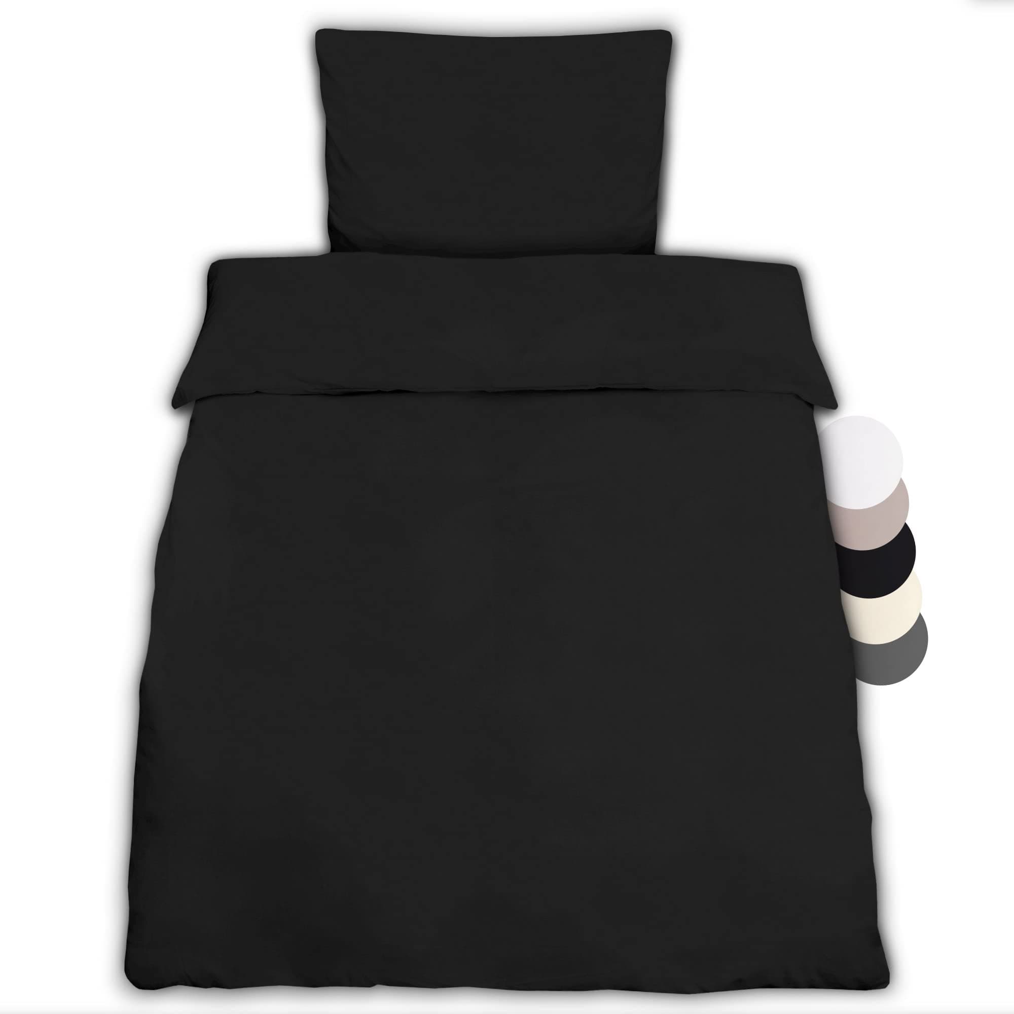 Beautissu 1er Set Renforcé Bettwäsche Set 135x200 cm Julie - Kissenbezug 80x80cm – Bettwäsche mit 1x Bettbezug & 1x Kopfkissenbezug - 2teilige Kühlende Sommerbettwäsche aus Baumwolle in Schwarz 1er Set 135x200 cm & 80x80 cm Schwarz Angebot bei HelloDeals