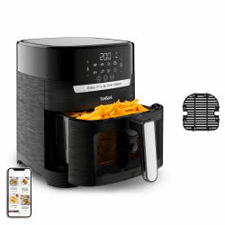 Tefal Easy Fry & Grill Vision Heißluftfritteuse 4,2 L – 2-in-1 Airfryer mit Sichtfenster & Grillplatte, Extra-Crisp Technologie, 8 Programme, Präzisions-Touchscreen, schnell & energiesparend EY5068 Schwarz Angebot bei HelloDeals