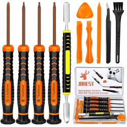 Jorest Demontage-Set PS4 PS3 PS5 Xbox One / 360, 11-teiliges Reinigungsset, Reparaturwerkzeug für Controller und Konsole, mit Torx-Schraubendreher T6 T8 T10 und PH0, Brechfüße, Pinzetten, Bürste Sternschraubendreher Angebot bei HelloDeals
