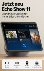 Amazon Echo Show 11 (neueste Generation) – Brillantes 11-Zoll-Display in Full-HD-Auflösung mit größerer Bildschirmfläche und 3D-Audio, Graphit, mit Alexa+ Early Access 11 Zoll Graphit Angebot bei HelloDeals