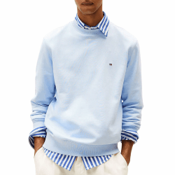 Tommy Hilfiger Herren Essential Terry Crewneck Mw0mw37237 Pullover-Sweatshirt (1er Pack) M Blue (Breezy Blue) Angebot bei HelloDeals